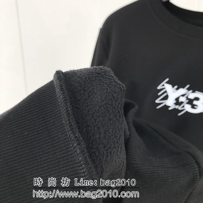 Y-3山本耀司 18ss秋冬新款 前後logo壓膠印花 簡約百搭款 純棉加絨衛衣 男女同款 ydi1814